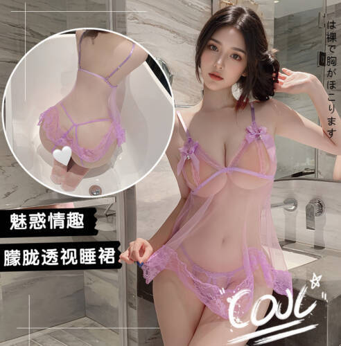 蕾絲誘惑透視吊帶蝴蝶鈴鐺睡裙JL-0183