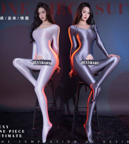 性感緊身油亮包脚高彈連體衣JL-0233